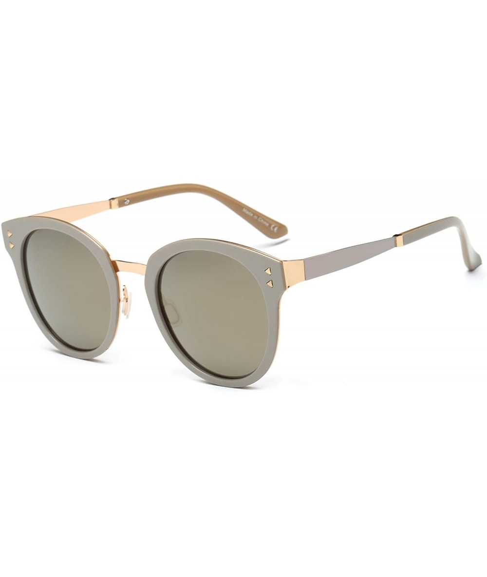 Cat Eye Women Polarized Round Cat Eye Sunglasses - Amber - CT18WQ6AGKG $37.49