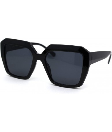 Butterfly Womens Diva Thick Plastic Butterfly Squared Sunglasses - All Black - CZ18YMQDYOA $8.92