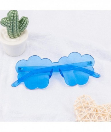 Oversized One Piece Rimless Sunglasses Transparent Candy Color Tinted Cloud shape Eyewear - Blue - CG1945MINCT $10.20