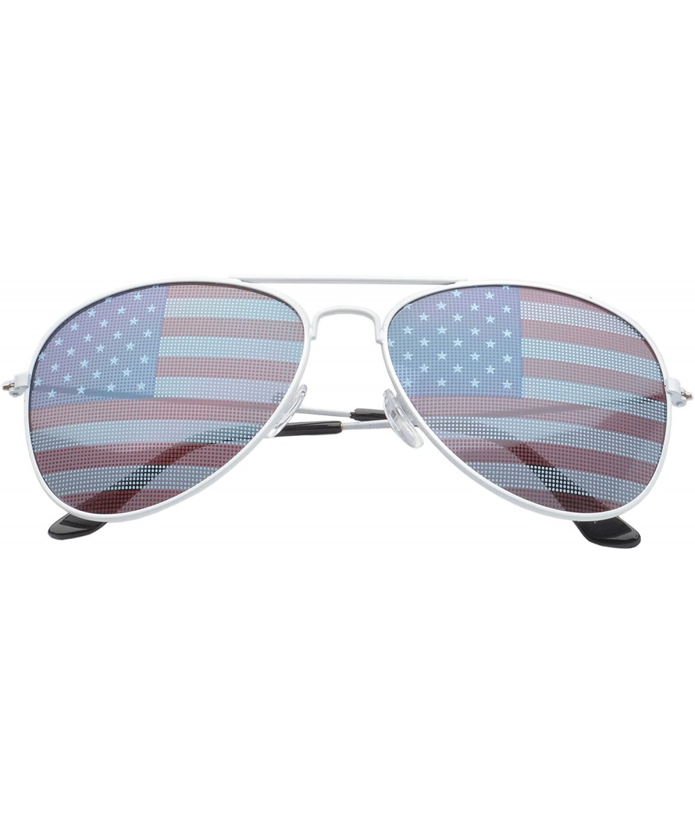 Aviator Patriot USA Flag Classic Teardrop Aviator Sunglasses UV400 - White - CI11NUXSVFH $12.44