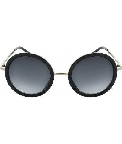 Round Classic Metal Bridge 50mm Round Sunglasses - Black-silver - CW11LQ6E32F $7.82