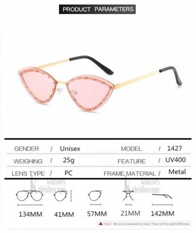 Rimless Cat Eye Sunglasses for Women Rimless with Rhinestones Shades UV Protection - Champagne - CW190HG92O8 $10.36