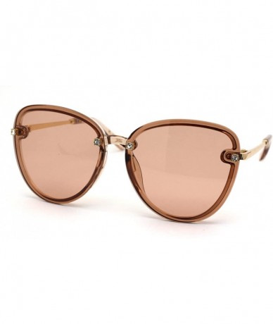 Butterfly Womens Luxury Rhinestone Jewel Trim Butterfly Chic Sunglasses - Beige Brown - CT18ZWOM6M5 $24.14