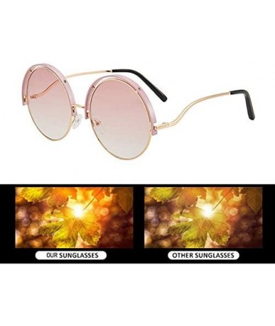 Round Color Lens Sunglasses Stylish Sunnies Eyewear Metal Sunglasses - Q - Tawny(pink&gold Frame) - CW1972YITKM $20.55