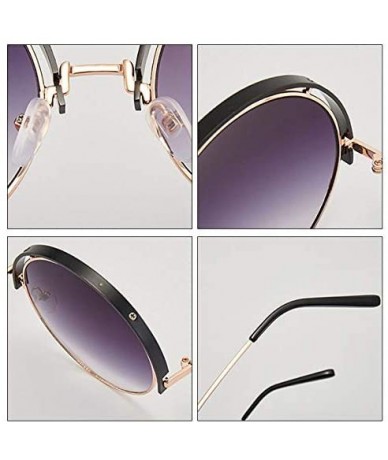 Round Color Lens Sunglasses Stylish Sunnies Eyewear Metal Sunglasses - Q - Tawny(pink&gold Frame) - CW1972YITKM $20.55