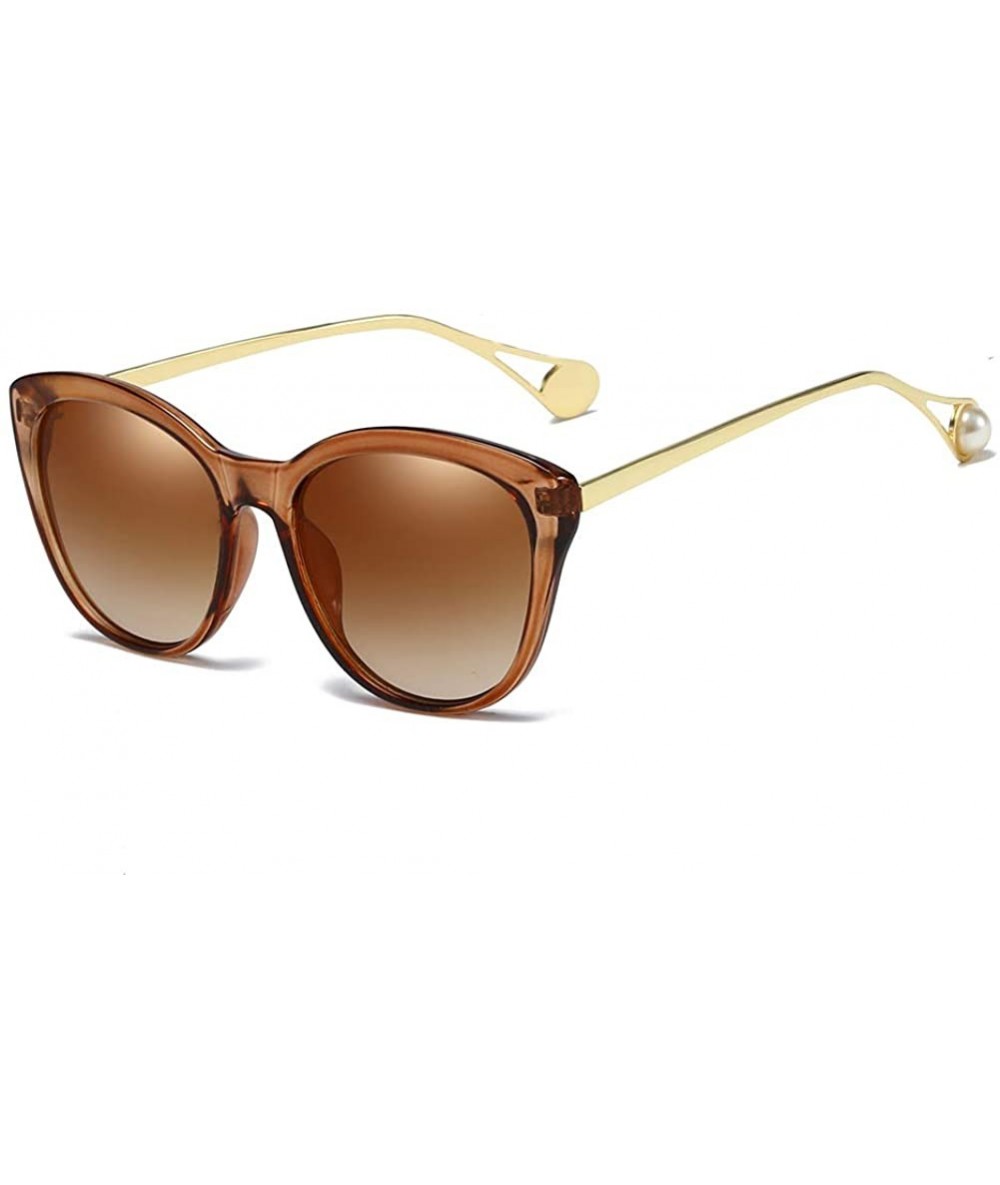 Oval Women Sunglasses Retro Black Drive Holiday Oval Non-Polarized UV400 - Brown - C618R838QA9 $12.56