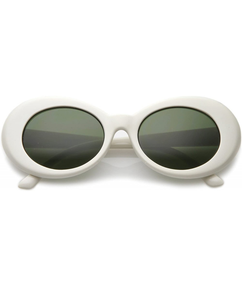 Aviator Clout Goggles Glasses Oval Sunglasses with Retro Bold Mod Thick Framed Round Lens 51mm - White / Green - CO17AA3Y87E ...