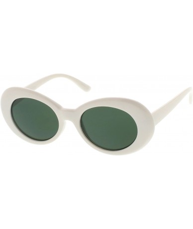 Aviator Clout Goggles Glasses Oval Sunglasses with Retro Bold Mod Thick Framed Round Lens 51mm - White / Green - CO17AA3Y87E ...