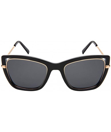 Square Women's 100% UV400 Protection Tac Polarized Square Lens Fashion Sunglasses - Black/Gold - CI193MACAKS $10.49