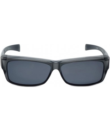 Rectangular Fitover Sunglasses with Polarized Lenses 57134PL - Smoke-grey - CC18M5Y6GHU $12.83