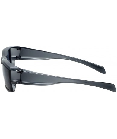 Rectangular Fitover Sunglasses with Polarized Lenses 57134PL - Smoke-grey - CC18M5Y6GHU $12.83
