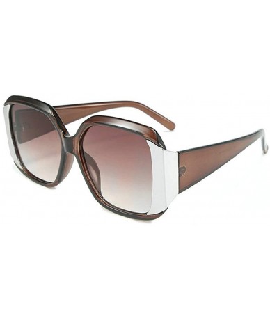 Oversized Fashion oversized Square Frame Glasses Brand Designer Retro Big Frame Women Sunglasses - Brown - CF18WHSEG8Z $11.71