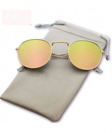 Aviator 2019 Sunglasses Women/Men Brand Designer Glasses Lady Round Luxury Black Grey - Gold Pink - CI18XAKLROZ $9.52