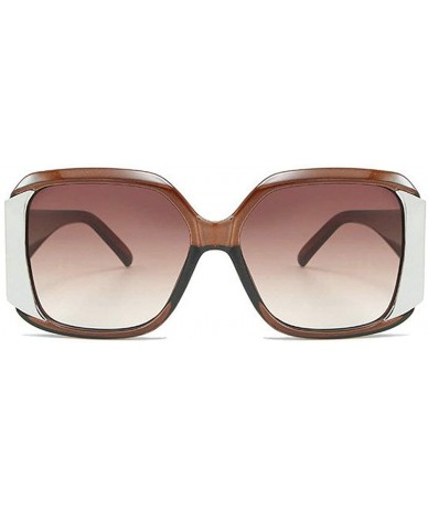Oversized Fashion oversized Square Frame Glasses Brand Designer Retro Big Frame Women Sunglasses - Brown - CF18WHSEG8Z $11.71