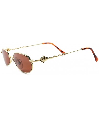 Oval Vintage Old Deadstock Funky Funny Mens Womens Round Oval Sunglasses - Gold - CU189R889Z2 $12.05