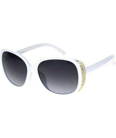 Butterfly Womens Gold Nugget Rhinestone Side Trim Plastic Butterfly Sunglasses - White Smoke - CY18R8GM3XU $23.91