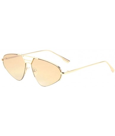 Oval Retro Geometric Semi Oval Thin Frame Sunglasses - Light Brown - C0197S7EDCO $16.69