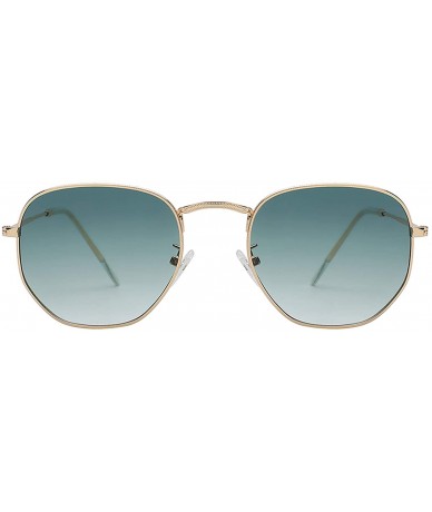 Oval 2018 Vintage Er Square Sunglasses Women Men E Retro Driving Mirror Sun Glasses Female Male - Gold W Green Yellow - CF198...