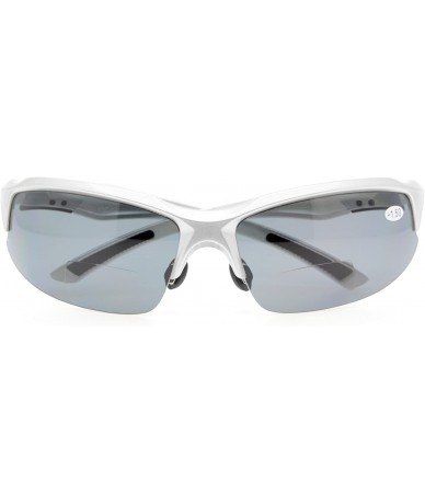 Wrap Sport Bifocal Sunglasses Half Frame Outdoor Readingglasses Men And Women - Silver - CT18C3YGR7N $19.90