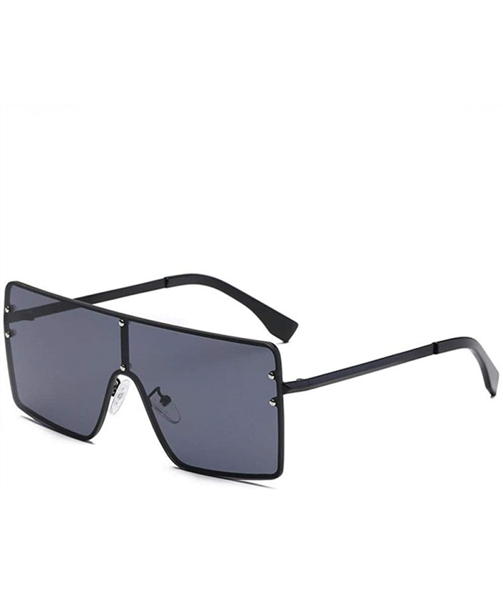 Aviator Oversized Sunglasses Women Men Vintage One-Piece Gradient Sun Glasses Brand C5 - Black - CX18YQNLHWR $11.08