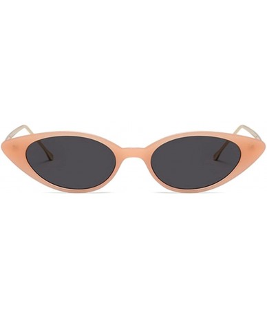 Oval Cateye Metal Frame Lady Sunglass - Orange Pink/Grey - CR18DWMRO8I $11.50