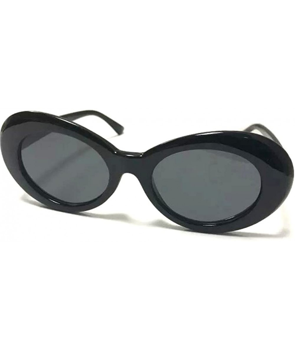 Goggle Clout Sunglasses Thick Goggles Oval Frame Retro Style Bold Round Lens - Black - C3188A23T9C $11.88