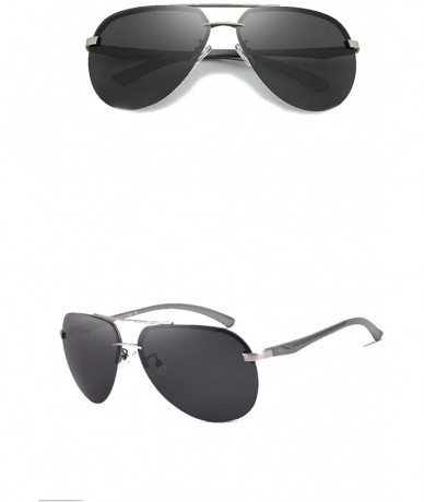 Rimless Genuine quality rimless pilot sunglasses ultra light Al-Mg fashion polarized and UV400 - Grey/Black - CT18GA7RQN4 $23.69