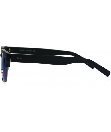 Rectangular Mens Luxury Half Horned Rim Rectangular Modern Designer Sunglasses - Black Blue - C917YQZWZ3A $14.44