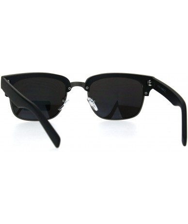 Rectangular Mens Luxury Half Horned Rim Rectangular Modern Designer Sunglasses - Black Blue - C917YQZWZ3A $14.44