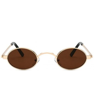 Oval Fashion Vintage Small Oval Sunglasses Unisex Chic Sexy Luxury Punk Eyewear - Brown - C518S25MA39 $11.34
