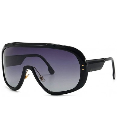 Square Oversized Frame Mask Sunglasses Brand Designer Fashion Lady Shaded Sunglasses UV400 - Gradient Grey - C318UOILI95 $15.41