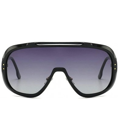 Square Oversized Frame Mask Sunglasses Brand Designer Fashion Lady Shaded Sunglasses UV400 - Gradient Grey - C318UOILI95 $15.41
