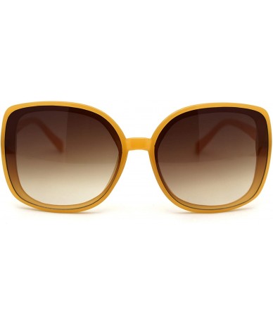 Butterfly Womens Diva Thin Plastic Frame Butterfly Sunglasses - Yellow Brown - C718YMR5UTO $8.86