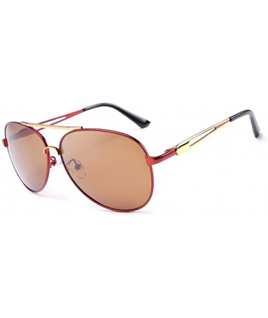 Oval Fashion Men's Polarized Sunglasses Locomotive Driving Glasses UV 400 - Brown - CD18GLSO2HA $15.82