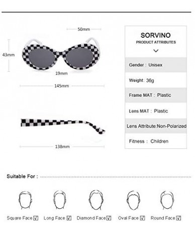Goggle Sunglasses Unisex Kurt Cobain Glasses Bold Retro Oval Mod Clout Goggles - E-checkered/Gray - C518CQZTU3G $10.16