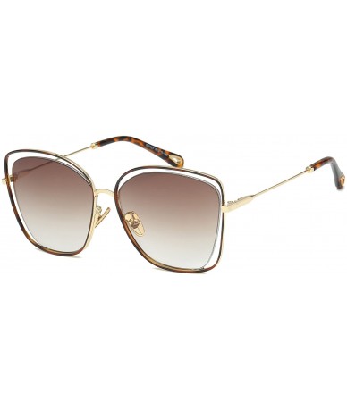 Square Liss Square Sunglasses Gorgeous Gradual Color Lens Double Frame-Tortoise Frame/Gradual Brown Lens - C6180OZ0OEC $38.75