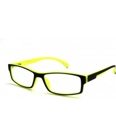 Rectangular Soft Matte Black w/ 2 Tone Reading Glasses Spring Hinge 0.74 Oz - Matte Black Yellow - CU12C1Y0E5P $20.37