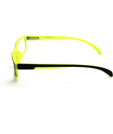 Rectangular Soft Matte Black w/ 2 Tone Reading Glasses Spring Hinge 0.74 Oz - Matte Black Yellow - CU12C1Y0E5P $20.37