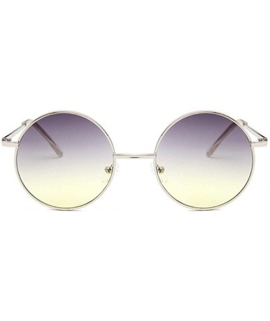 Round Retro Round Sunglasses Women Vintage Small Unisex Metal Frame Color Lenses Sun Glasses Female UV400 - CJ198UG9L27 $13.73