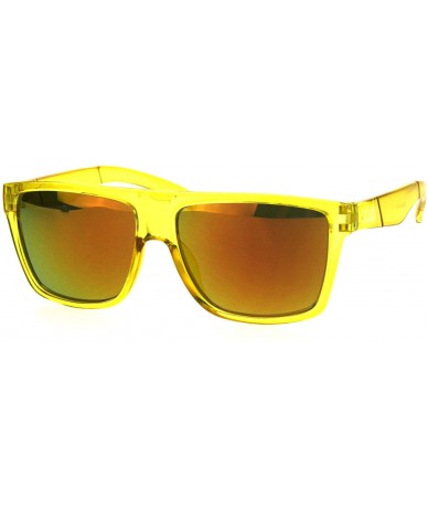Rectangular Kush Translucent Color Frame Mens Horn Rim Hipster Plastic Sunglasses - Yellow - CL18HG5OU49 $10.91