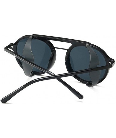 Round Fashion Round frame Lady Brand Designer punk style glasses Vintage men Anti-wind sunglasses UV400 - Black - CS18S56TUZE...