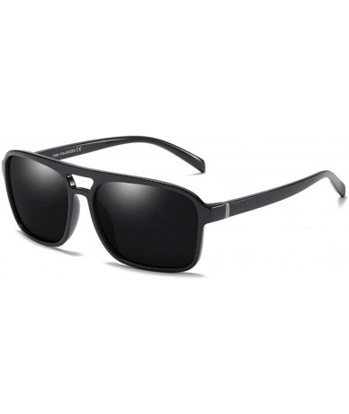 Oversized 59mm Men Sunglasses Polarized 80s Classic Square Aviator Frame TR90 Big Glasses - Black - CM18OX7A4S8 $29.05