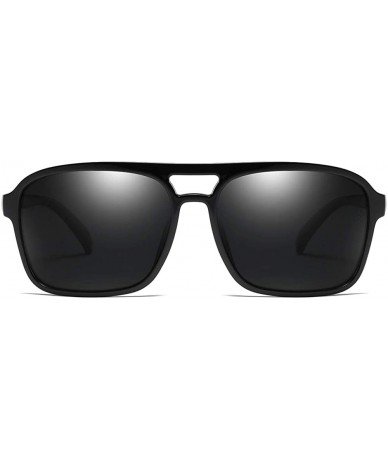 Oversized 59mm Men Sunglasses Polarized 80s Classic Square Aviator Frame TR90 Big Glasses - Black - CM18OX7A4S8 $18.45