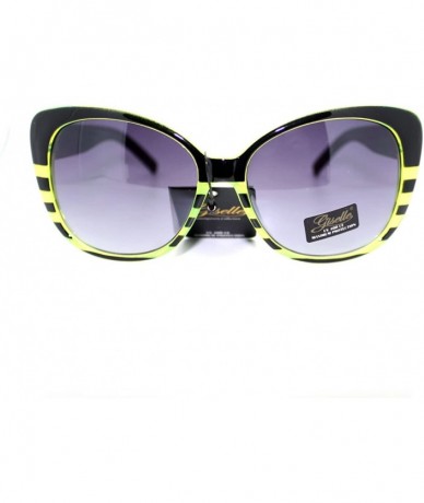 Butterfly Womens Bat Eye Style Stripe Pattern Large Cat Butterfly Sunglasses - Green - CM11YMENNQZ $11.19