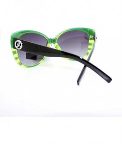Butterfly Womens Bat Eye Style Stripe Pattern Large Cat Butterfly Sunglasses - Green - CM11YMENNQZ $11.19