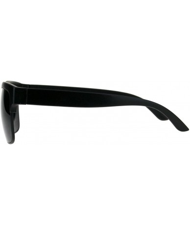 Rectangular Mens All Black Half Horn Rim Rectangular Hipster Plastic Sunglasses - Matte Black - CW18D46D023 $11.47