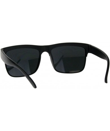 Rectangular Mens All Black Half Horn Rim Rectangular Hipster Plastic Sunglasses - Matte Black - CW18D46D023 $11.47
