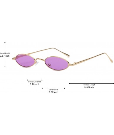 Rimless Vintage Slender Oval Sunglasses Small Metal Frame Candy Colors Sunglasses - Gloden-purple - C718DNADWU7 $8.51