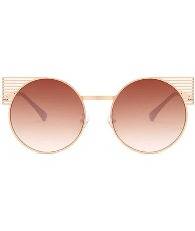Square Unisex Vintage Round Metal Frame Tinted Lenses Sunglasses UV400 - Gold Brown - CP18NN9EGMR $10.57