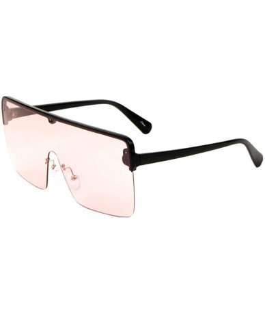 Shield Rimless Rectangular One Piece Lens Shield Flat Top Sunglasses - Pink - CL197ZZT76D $25.63